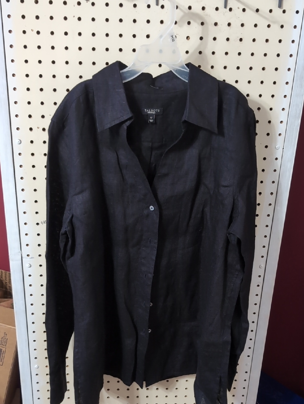 Talbots Black Linen Button Up Shirt